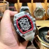 wielofunkcyjny superklonowy zegarki na rękę na rękę luksus Richa Milles Designer Crystal Transparent Skull Men's World Men Mechanical Watch H L9CJ