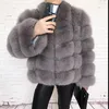 Kvinnors p￤ls naturlig riktig kappa jacka v￤st vinter varmt mode l￤der ￤rml￶s