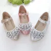 Flat Shoes 2022 Childrens Rhinestones Shining Kids Princess For Baby Girls Party And Wedding Gold Silver Pink 2-14