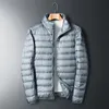 Chaqueta ligera de plumón para hombre, chaqueta corta de invierno a la moda, informal, de talla grande, plumón de pato blanco, abrigos para exteriores, Parkas de Color sólido