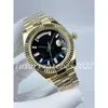 Super Factory Mens Steel Watches 40mm Diamond Set Gold Dial Fluted Bezel Ice Automatisk mekanisk rörelse Sapphire Glass President rostfria armbandsur