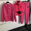 브랜드 P 홈 여성 2 피스 팬츠 봄과 여름 2022 새로운 옷 하이 칼라 코튼 재킷 재킷 플러시 풀 오버 스웨터-탄성 허리 캐주얼 바지