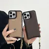 Дизайнер кожи для iPhone Case с ремешком для мобильного телефона 14 13 12 11 Pro Max Luxury Case TPU защитная ударная обложка мод