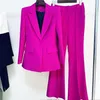 Damen Zweiteilige Hose, Blazer, Hosenanzüge, zweiteiliges Set, Büro-Damen, Damen, Gelb, Lila, Business, einzelne Knöpfe, Schlaghose, Blazer, Hose, formeller Anzug 221007