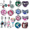 925 Sterling Silver Dangle Charm Femmes Perles Haute Qualité Bijoux Cadeau En Gros Fleur Fleur Chanceux Papillon Perle Fit Pandora Bracelet DIY