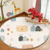 Carpet Alfombra Infantil Cartoon Round Carpet Floor Mat Bedroom Flannel Animal Rug AntiSlip Baby Play Mat Kids Room Decoration Mats 221008