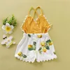 Rompers 04y Recém -nascido Baby Girl Band Romper Sunsuit Lemon Print Lemon Lemot Summer Roupos de roupas J220922