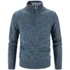 Hommes Chandails Hiver Hommes Polaire Plus Épais Chandail Demi Fermeture À Glissière Col Roulé Chaud Pull Qualité Mâle Mince Tricoté Laine Chandails pour Le Printemps 221008