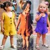 Rompers 26Y新生児コットンリネンロンパー幼児ベイビーボーイガールズサマーノースリーブロンパーボタンジャンプスーツの衣装ベイビー全文J220922