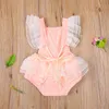 Rompers Princess Baby Girls spets broderad romper Sweet Baby Ruffle Fly ärmar Backless Jumpsuit Summer Romper 024m J220922