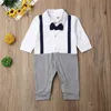 Barboteuses 2020 bébé automne vêtements gentleman vêtements nouveau-né bébé garçon à manches longues arc combinaison coton tenue barboteuse 2 style vêtements J220922