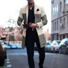 Herren Pelz Kunstpelz Retro Houndstooth Print Spleißen Wollmantel Männer Casual Umlegekragen Knopf Jacke Herbst Winter Tasche Lange Windjacke Mann T221007