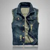 Gilets pour hommes Denim Vest Ripped Jean Veste Hip Hop Jeans Manteaux Gilet Hommes Cowboy Marque Sans Manches Mâle Réservoir Plus Taille 6XL 221008