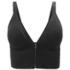 Tenue de yoga Soutien-gorge de sport zippé sur le devant pour femmes Longline Rembourré Fermeture à glissière Soutien-gorge de course Vêtements d'entraînement 24BD