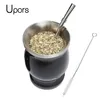 Canecas Ups Yerba Mate Cup 304 Parede dupla de aço inoxidável 8oz argentina yerba mate gourd com bombillas e pincel de limpeza 221008