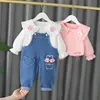 Kledingsets Fashion Spring herfst Babymeisjes Leuke lange mouwen shirt denim overall jeans broek kinderkleding 221007