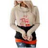 Women's Hoodies Print Sweatshirt Pullover Blouse Long-sleeved Hooded Christmas Casual Shirt