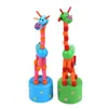 Toys for Baby Kid Wooden Push Up Jiggle Puppet Giraffe Finger Toys Assorted Animal Decorative