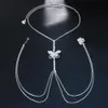 Other Zircon Butterfly Chest Waist Belly Chain Lingerie Crystal Bikini Sexy Femme Jewelry For Women Festival 221008