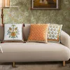 Cuscino con nappe vintage, motivo floreale arancione, mandala, in velluto, decorativo per la casa, 45 x 45 cm, poltrona letto per soggiorno