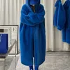 Dames bont faux lautaro winter lange oversized warme dik blauw witte donzige jas vrouwen met kap losse casual Koreaanse stijl mode 221007