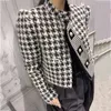 Kvinnorjackor Luxury Brand Tweed Thousand Bird Lattice Coat Ladies Elegant Fall Winter Fashion Leisure Short Woolen Jacket Kvinna 221007