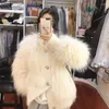 Women's Fur 2022 Autumn Winter Luxury Real Knitted Shawl Wraps Cape Poncho Ladies Elegant Natural Coats