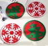 Wholesale Mats Pads Christmas Felt Snowflake Coasters Decorations snowman for Drinks Bar Cups Glass Table KD1