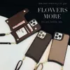 가죽 디자이너 iPhone 케이스 휴대 전화 14 13 12 11 Pro Max Luxury Cases TPU 보호 충격 방지 커버 패션 카드 홀더 Brown US UK와 함께 커버