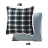 Pillow Plush Border Colorful Plaid Printed Cover 45cm Yellow Black Red Home Sofa Decorative Office Car Pillowcase