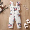 Rompers Baby Girl Romper Summer Clothes Newborn Ruffle Shoulder Straps Sleeveless Square Neck Flower Pattern Printed Jumpsuit J220922