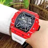 2022 Richa Milles Mens Automatic Mechanical Watch Carbon Fiber Personalized Hollowed Out Tape Luminous Fashion Trend 5U7E E0N3 0RBR
