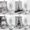 Shower Curtains 180 180cm Paris Landscape Eiffel Tower Curtain 3D Waterproof Bathroom Set Non-Slip Rugs Toilet Lid Cover Mat