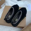 Platform Tazz Slippers Winter Boots Designer Woman Australia Snow Boot Real Leather Thick Bottom Warm Fluffy Slipper Chestnut Black Size 44