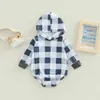 Rompers Baby Girl Boy Romper Newborn Baby Plaid Casual Long Sleeve Jumpsuit med knappstängning Spring Autumn Clothes J220922