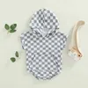 Rompers Baby Summer Clothes Checkerboard Print Short Sleeve Hooded Cute Cotton Breathable Toddler Girl Boy Jumpsuit Rompers J220922