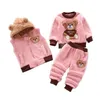 Set di abbigliamento Bambini Cartone animato Orso Neonato Vestiti per bambina nata Inverno Caldo Ragazze Sport Tuta Set 221007