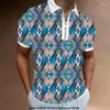 Men's Polos Man 3D Printing Geom￩trie Polo Mens Mens ￠ manches courtes d￩contract￩es