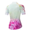 Racingjackor 2022 Cykeltr￶ja Kvinnor Bike Mountain Road Mtb Top Maillot Cykelskjorta Kort ￤rmkl￤der Summer Uniform Flower Red