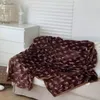 Letter Cashmere Blanket Imitation Soft Wool Scarf Shawl Portable Warm Plaid Sofa Bed Fleece Knitted Throw Towell Cape Pink Blanket now