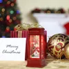 Juldekorationer Lykta Lamp LED Light Red Phone Booth Santa Snowman Wind For Home Holiday Scene Tablettdekor