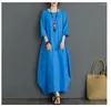 Casual Dresses 2022 Loose Cotton Linen Long Dress Summer Simple Solid Color Ethnic Style All-match Women Tide