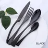 Servis uppsättningar 4st Purple Cutery Set rostfritt stål Blue Knife Fork Table Black Table Seque Drop