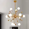 Chandeliers Molecule Chandelier Lamp Kitchen Restaurant Dining Glass Ball Gold Acrylic Sputnik Lighting Fixtures