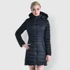 Damen-Yoga-Baumwoll-Daunen-Kapuzenjacke, Outfit, einfarbig, Puffermantel, Sport, langer Stil, Winter-Outwear, hält warm