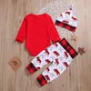 Kleidung Sets Schöne Baby Junge Mein Erstes Weihnachten Brief Strampler Kinder T-shirts Hose geboren Hut Outfits Mädchen Weihnachten Set Herbst 2PCS 221007