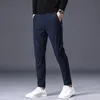 Erkek Pantolon Sonbahar Erkek Pantolon İşletme Stres Slim Fit Elastik Bel Jogger Kore Klasik Kalın Siyah Gri Mavi Pantolon Erkek 221007