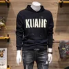 Hoodie masculino juventude carta impressão magro casual masculino sweatershirts outono inverno bonito homem popular roupas coreano moda preto topos M-5XL