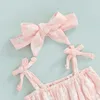 Pagliaccetti Toddler Baby Girl Abiti estivi Tuta senza maniche TieUp Stampa floreale Gonna in tulle Zoom Pagliaccetto patchwork Fascia per capelli J220922