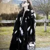 Women's Fur 2022 Sexy Winter Women Fashion Long Ruffles Casual Real Raccoon Knit Jacket Coat Overcoat